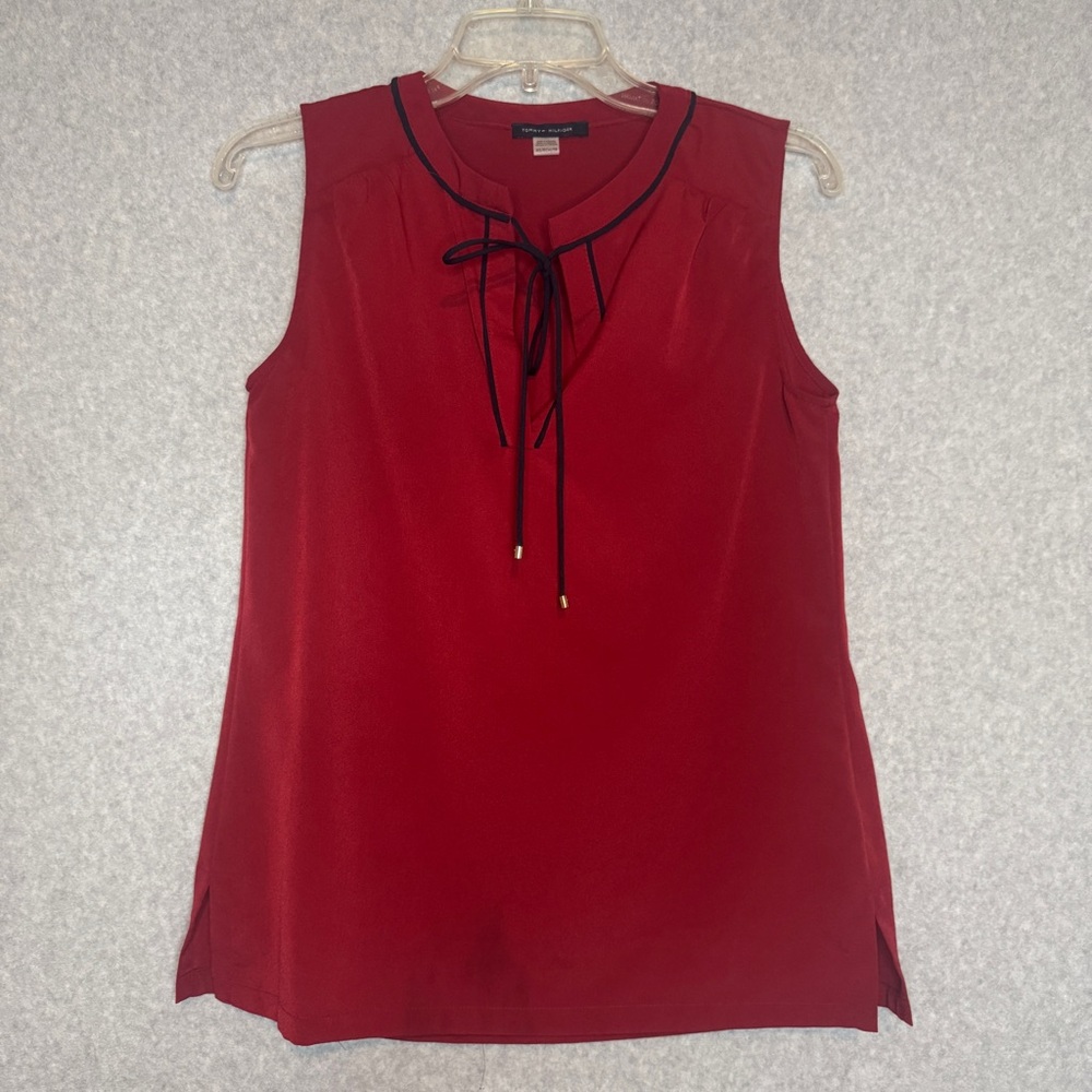 Tommy‎ Hilfiger Red Sleeveless Blouse with Tie Front